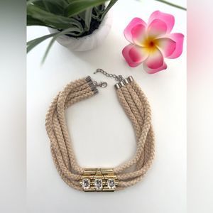Necklace designed with rope and faux stone